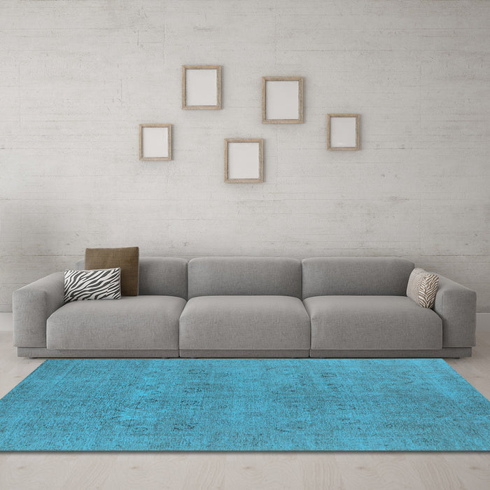Machine Washable Oriental Light Blue Industrial Rug in a Living Room, wshurb1921lblu