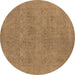 Round Oriental Brown Industrial Rug, urb1921brn