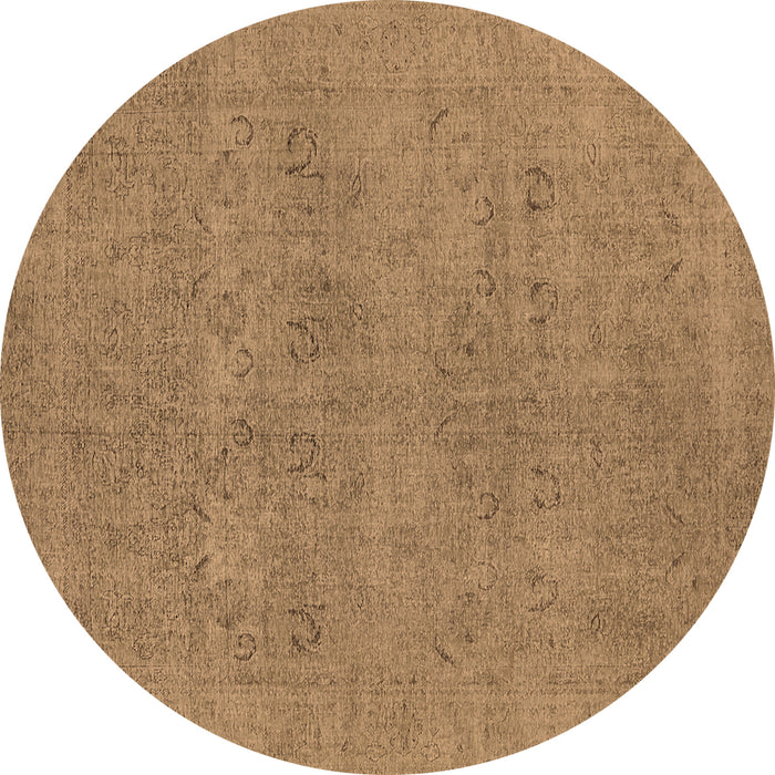 Round Machine Washable Oriental Brown Industrial Rug, wshurb1921brn