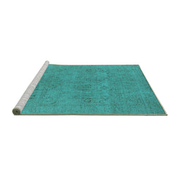 Sideview of Machine Washable Oriental Turquoise Industrial Area Rugs, wshurb1921turq