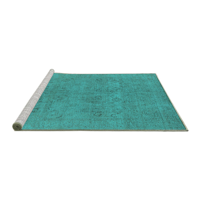 Sideview of Machine Washable Oriental Turquoise Industrial Area Rugs, wshurb1921turq