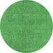 Round Oriental Emerald Green Industrial Rug, urb1921emgrn