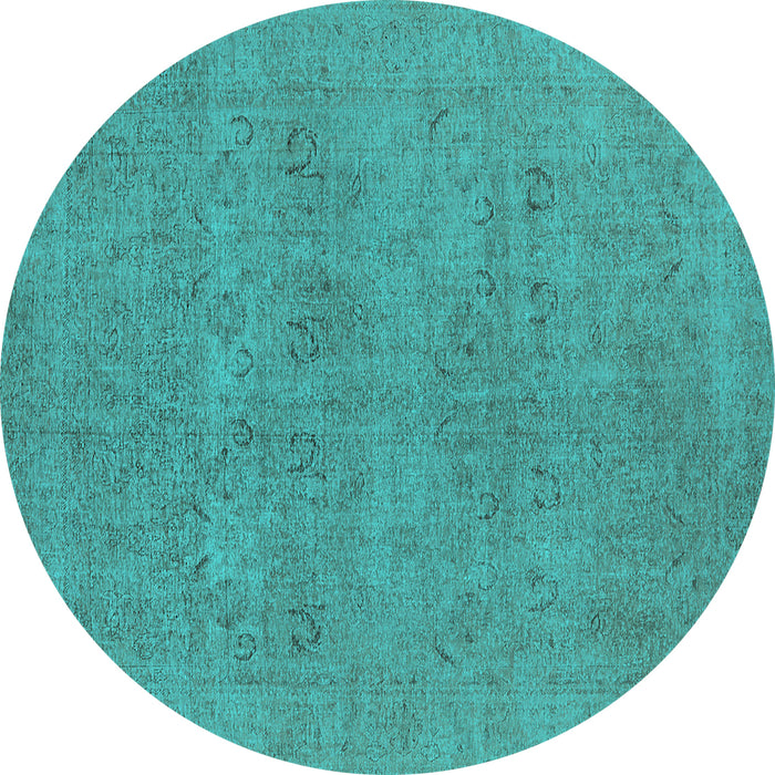 Round Oriental Turquoise Industrial Rug, urb1921turq