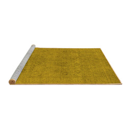 Sideview of Machine Washable Oriental Yellow Industrial Rug, wshurb1921yw