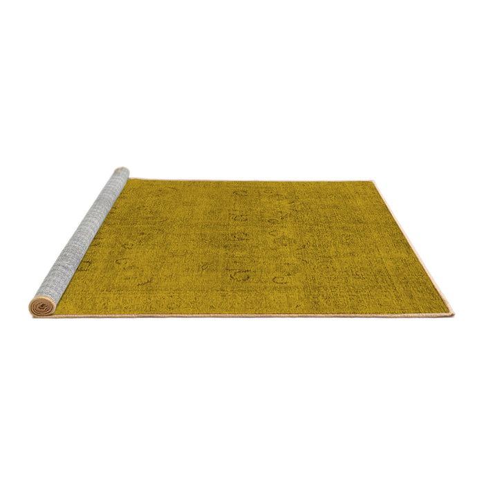 Sideview of Machine Washable Oriental Yellow Industrial Rug, wshurb1921yw