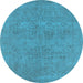 Round Oriental Light Blue Industrial Rug, urb1921lblu