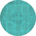 Round Oriental Turquoise Industrial Rug, urb1922turq