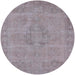 Round Machine Washable Industrial Modern Rose Dust Purple Rug, wshurb1922