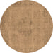 Round Oriental Brown Industrial Rug, urb1922brn