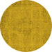 Round Oriental Yellow Industrial Rug, urb1922yw