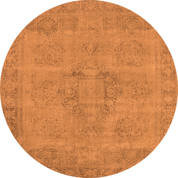 Round Machine Washable Oriental Orange Industrial Area Rugs, wshurb1922org
