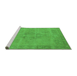 Sideview of Machine Washable Oriental Green Industrial Area Rugs, wshurb1922grn