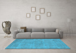 Machine Washable Oriental Light Blue Industrial Rug in a Living Room, wshurb1922lblu