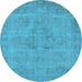 Round Oriental Light Blue Industrial Rug, urb1922lblu