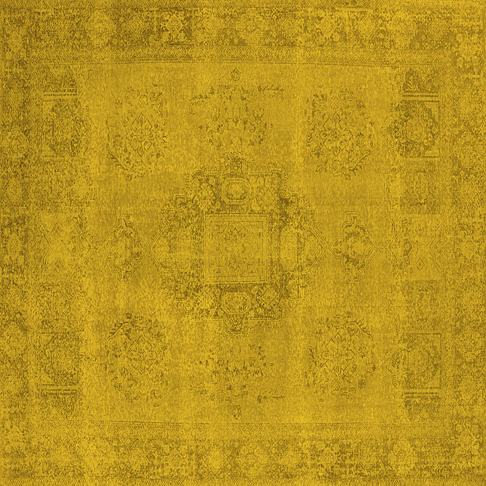 Square Machine Washable Oriental Yellow Industrial Rug, wshurb1922yw
