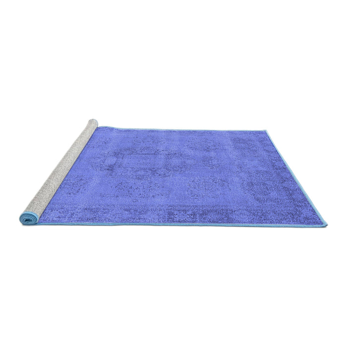 Sideview of Machine Washable Oriental Blue Industrial Rug, wshurb1922blu