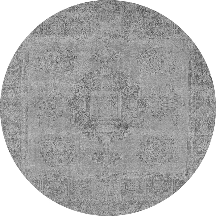 Round Oriental Gray Industrial Rug, urb1922gry