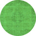 Round Oriental Green Industrial Rug, urb1922grn