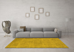 Machine Washable Oriental Yellow Industrial Rug in a Living Room, wshurb1922yw