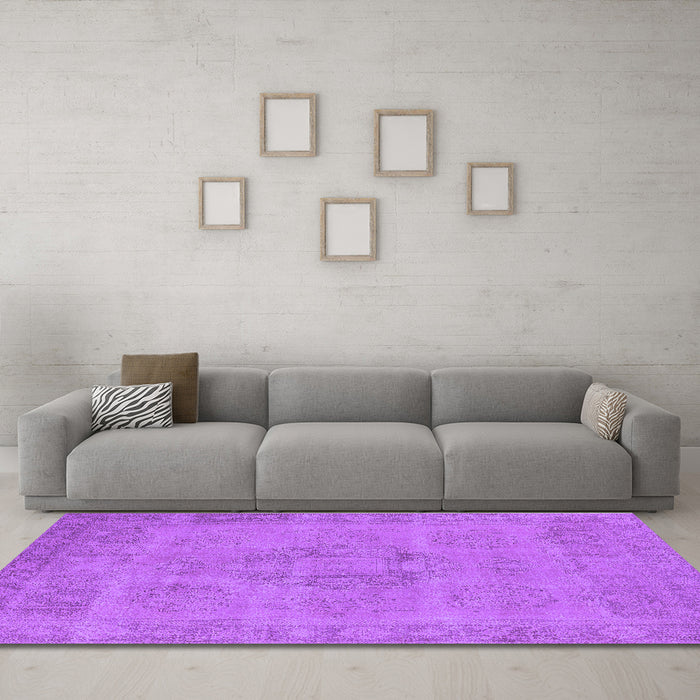 Machine Washable Oriental Purple Industrial Area Rugs in a Living Room, wshurb1922pur