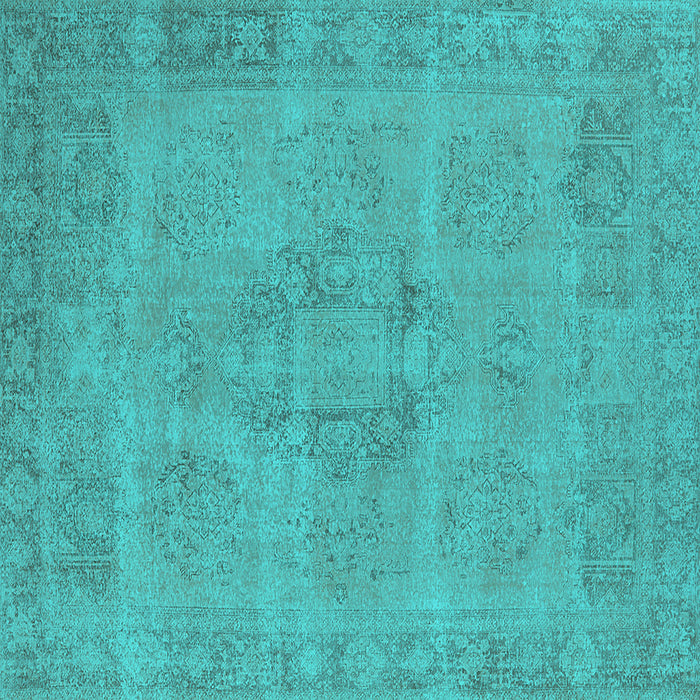 Square Machine Washable Oriental Turquoise Industrial Area Rugs, wshurb1922turq