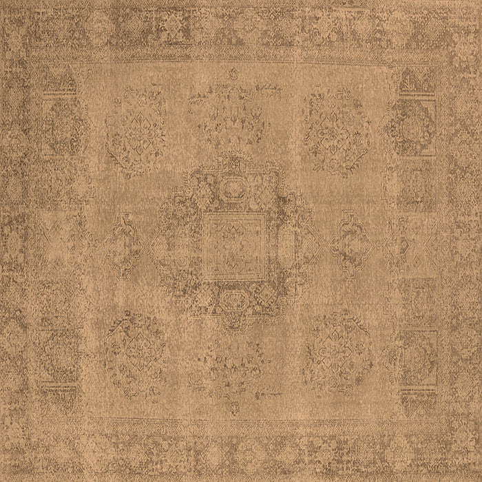 Square Machine Washable Oriental Brown Industrial Rug, wshurb1922brn