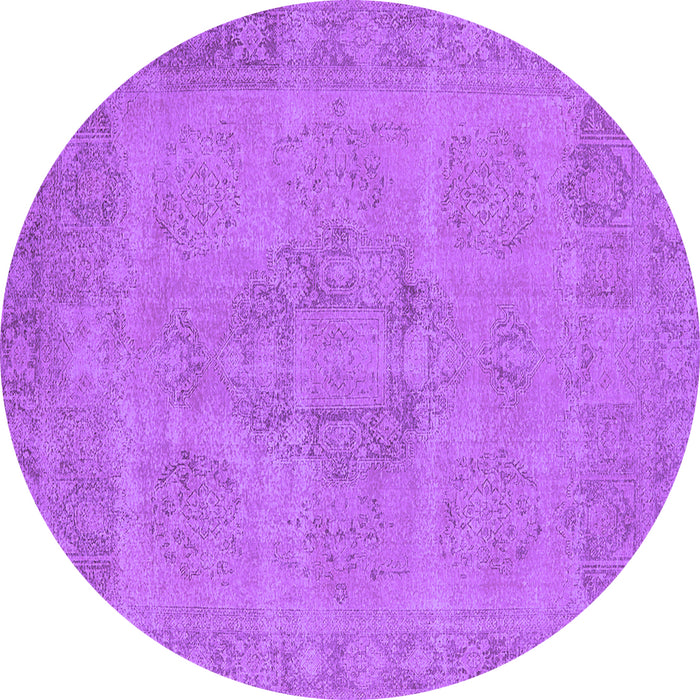 Round Machine Washable Oriental Purple Industrial Area Rugs, wshurb1922pur