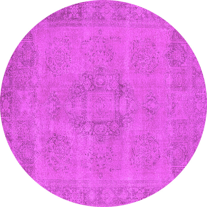Round Machine Washable Oriental Pink Industrial Rug, wshurb1922pnk