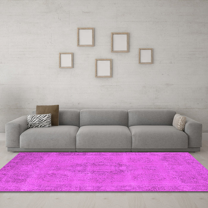 Machine Washable Oriental Pink Industrial Rug in a Living Room, wshurb1922pnk