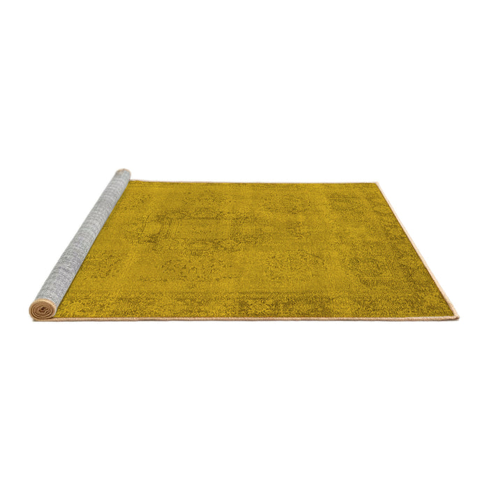 Sideview of Machine Washable Oriental Yellow Industrial Rug, wshurb1922yw