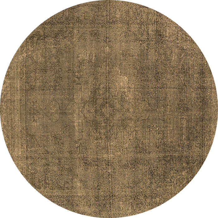 Round Oriental Brown Industrial Rug, urb1923brn