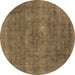 Round Oriental Brown Industrial Rug, urb1923brn