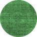 Round Oriental Emerald Green Industrial Rug, urb1923emgrn