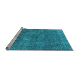 Sideview of Machine Washable Oriental Light Blue Industrial Rug, wshurb1923lblu