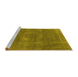 Sideview of Machine Washable Oriental Yellow Industrial Rug, wshurb1923yw