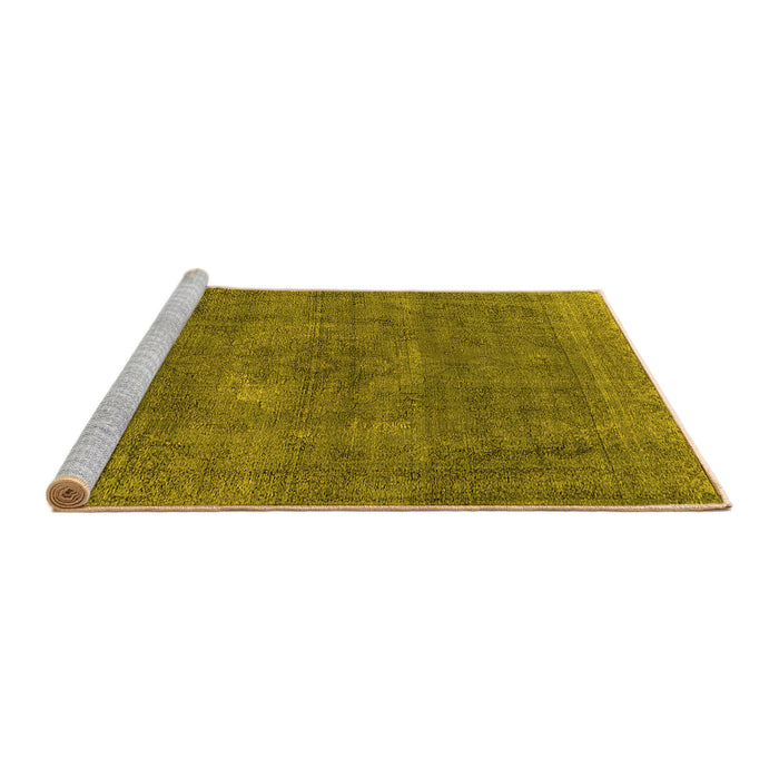 Sideview of Machine Washable Oriental Yellow Industrial Rug, wshurb1923yw