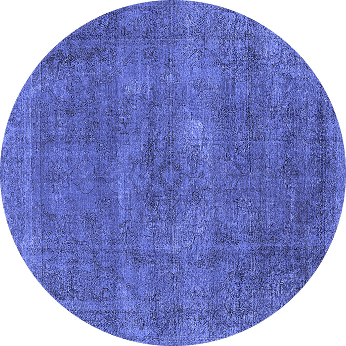 Round Oriental Blue Industrial Rug, urb1923blu