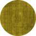 Round Oriental Yellow Industrial Rug, urb1923yw