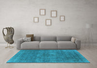 Machine Washable Oriental Light Blue Industrial Rug, wshurb1923lblu