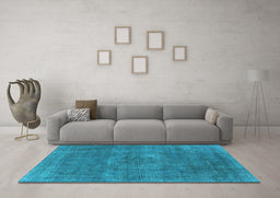 Machine Washable Oriental Light Blue Industrial Rug in a Living Room, wshurb1923lblu