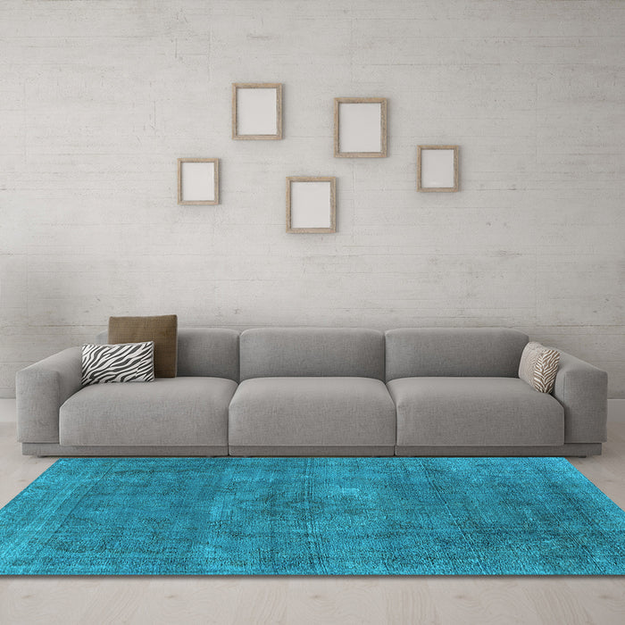 Machine Washable Oriental Light Blue Industrial Rug in a Living Room, wshurb1923lblu
