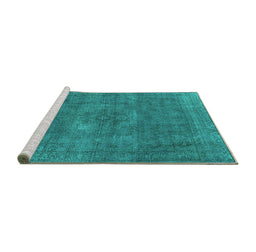 Sideview of Machine Washable Oriental Turquoise Industrial Area Rugs, wshurb1923turq