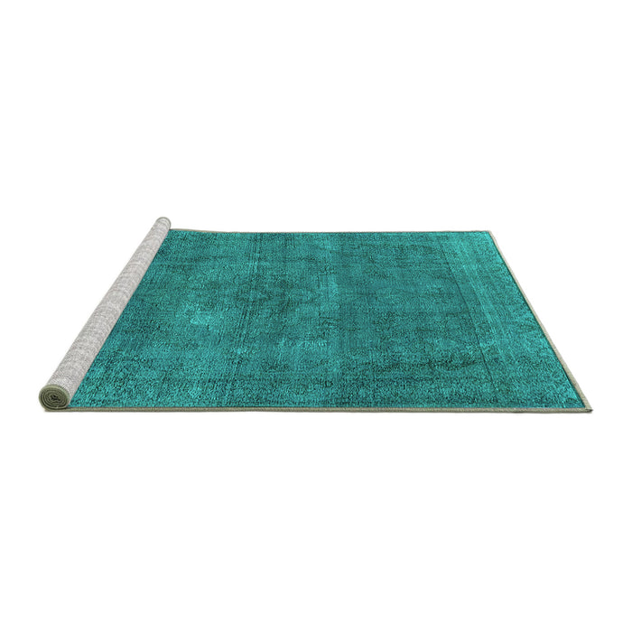 Sideview of Machine Washable Oriental Turquoise Industrial Area Rugs, wshurb1923turq