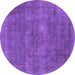 Round Oriental Purple Industrial Rug, urb1923pur