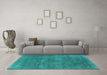 Machine Washable Oriental Turquoise Industrial Area Rugs in a Living Room,, wshurb1923turq