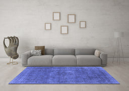 Machine Washable Oriental Blue Industrial Rug in a Living Room, wshurb1923blu