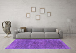 Machine Washable Oriental Purple Industrial Area Rugs in a Living Room, wshurb1923pur