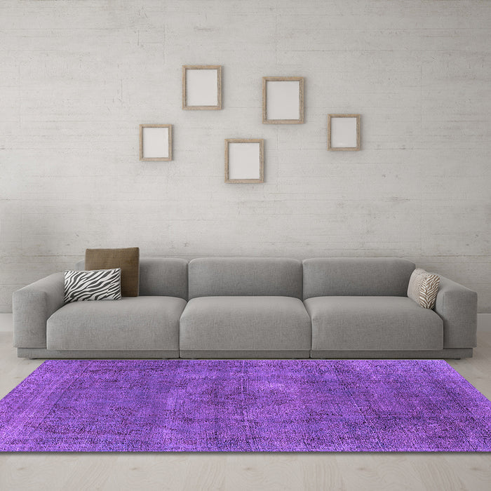 Machine Washable Oriental Purple Industrial Area Rugs in a Living Room, wshurb1923pur