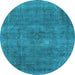 Round Oriental Light Blue Industrial Rug, urb1923lblu