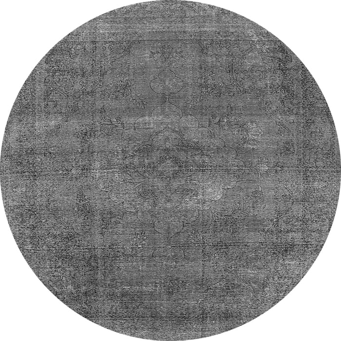 Round Oriental Gray Industrial Rug, urb1923gry
